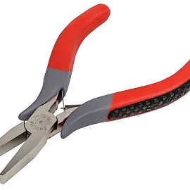 Flat Nose Pliers 120 mm, Drop Forged, Satin Finish, Red Handles with Black Antislip, Plate Type Spring, Proline
