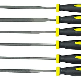 Metallfil, sats 6st, precisionsfilar, 145-150 mm, spårtäthet 2, 58-60 HRC, plastettiu, precisionsverktyg