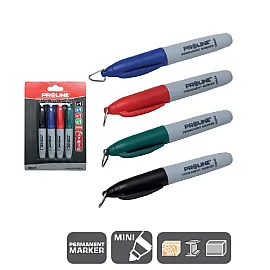 Mini Permanent Markers 4 Pack (Black, Blue, Red, Green), Proline