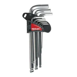 9-Piece Ball End HEX Key set with Long Keys, Satin Finish in Folding Black Plastic Holder, CV Steel, Sizes: 1.5; 2.0; 2.5; 3.0; 4.0; 5.0; 6.0; 8.0; 10.0, Proline