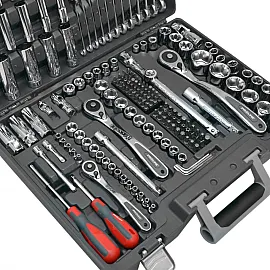 Metric Socket Wrench set 217 pcs, 1/4, 3/8, 1/2, 3.5-32 mm, Long and Short Sockets, with U-Ring Wrenches, CRV, Proline
