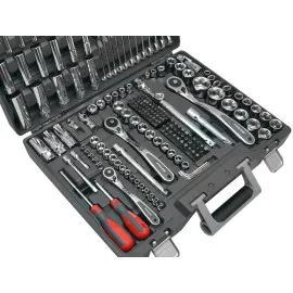 Metric Socket Wrench set 217 pcs, 1/4, 3/8, 1/2, 3.5-32 mm, Long and Short Sockets, with U-Ring Wrenches, CRV, Proline