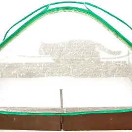 Plastväxthus med hyllor, snygg rund kompaktmodell (sexkantig) diam. 193 cm, höjd 225 cm grön transparent (odlingstält, växthustält)