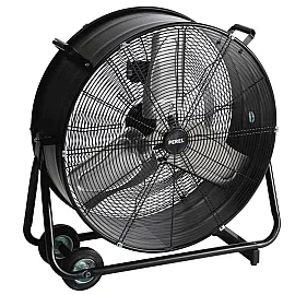 Kraftfull industrifläkt 60 cm (24) 330W, trumfläkt golvmodell med hjul, svart pulverlackad, 7128 m³/h, Perel