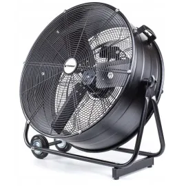 Powerful Industrial Fan 61 cm (24) 220W, Floor Model with Wheels, Black Powder-Coated, 1300rpm, 12000 m³/h, Powermat