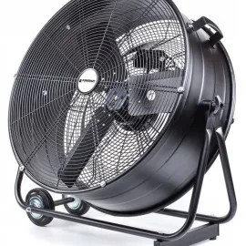 Powerful Industrial Fan 61 cm (24) 220W, Floor Model with Wheels, Black Powder-Coated, 1300rpm, 12000 m³/h, Powermat