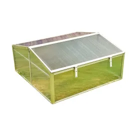 Miniväxthus, 100 x 100 x 48 cm, litet växthus av aluminium och plast, för balkong och utomhusbruk