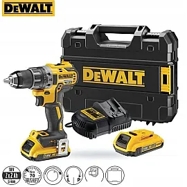 Borrskruvdragare, skruvdragare 18V sladdlös 2 x 4, 0Ah inkl. väska, laddare, DEWALT DCD791M2