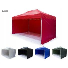 Professionellt Snabbtält 3 x 4.5m Aluminium A40 Premium PVC 320g/m² UV50+ EU, Plinth