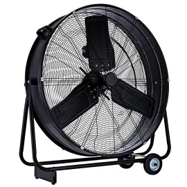 Stor kraftfull mobil industrifläkt 75 cm 280W, trumfläkt golvmodell, svart/gul pulverlackad, 14940 m³/h, EBERG