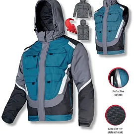 Jacket Padded Coat Black-Grey-Turquoise, CE, LAHTI