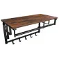 Brown wood and metal hat shelf with hanging hooks, rustic, vintage, 66 x 30 x 27 cm