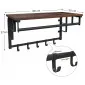Brown wood and metal hat shelf with hanging hooks, rustic, vintage, 66 x 30 x 27 cm