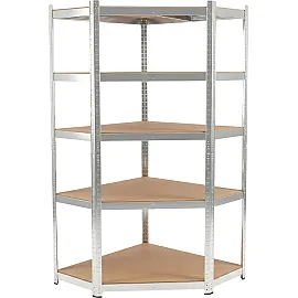 Metal Corner Snap-In Shelving, 5 Shelves, 180 x 90 x 90 x 40, 175 kg, Galvanised, Profix