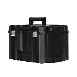 TSTAK Deep Unit Storage Box with Tray, Black and Light Grey, Stanley