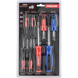 8-Piece Screwdriver set S2 Steel HRC 59, Magnetic Tips, Ergonomic Soft-Touch Handles, Proline