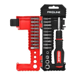 Bits and Sockets set with Screwdriver, 25pcs, Proline