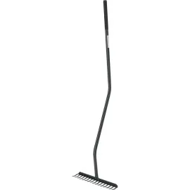 Garden Rake 16-Teeth Bent Metal Handle Graphite