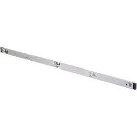 Box Aluminim Spirit Level 1500 mm, 2Vials - Horizontal and Vertical, Wall 1 mm Thick. Accuracy 1Mm1M. Silver Color. Plastic Black Ends Absorbing Shocks.