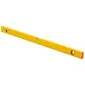 Aluminium Level, Box Type. 2 Vials - Horizontal and Vertical. Box Painted Yellow. Metric Scale Printed One Side. Plastic Ends and Ring in Hanging Hole in Red. Lenght 800 mm.
