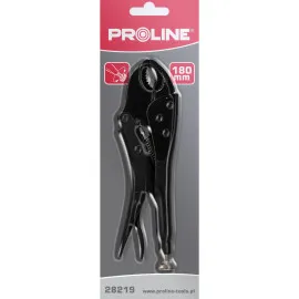 Self Grip Pliers 180 mm, Round Jaws, Black, Nickel Plated Adjusting Screw, Proline
