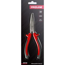 Snipe Nose Pliers 160 mm, Satin Finish, Drop Forged, Hardened, Side Cutting Edges, Plastic and Rubber Sleeves, Proline