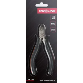 Mini Side Cutting Pliers 110 mm, Drop Forged, Hardened, Flat Spring, Satin Finish, Red Plastic Handles with Black Anti-Slip Material, Proline