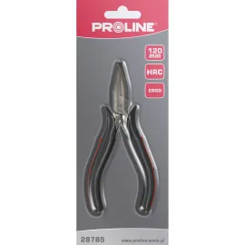 Flat Nose Pliers 120 mm, Drop Forged, Satin Finish, Red Handles with Black Antislip, Plate Type Spring, Proline