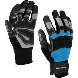 Handskar för mekaniker, st. 9, svart-blå, med reflex, spandex, PVC, CE, EN 420, LAHTI PRO L2807