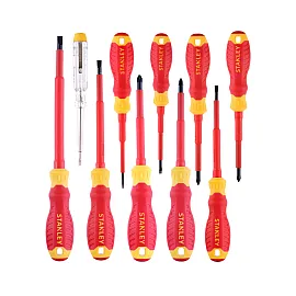 Screwdriver Set VDE 10 pcs (2 PZ, 2 PH, 5 SL) with Tester, Stanley