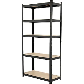 Metal Snap-In Shelving, 5 Shelves, 1800 x 900 x 400 mm, 175 kg, Black, Profix