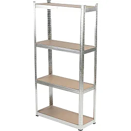 Metal Snap-In Shelving, 4 Shelves, 1500 x 750 x 300 mm, 100 kg, Galvanised, Profix
