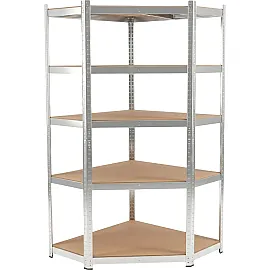 Metal Corner Snap-In Shelving, 5 Shelves, 180 x 90 x 90 x 40, 175 kg, Galvanised, Profix