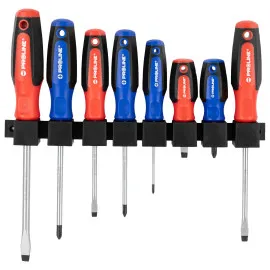 8-Piece Screwdriver set S2 Steel HRC 59, Ergonomic Soft-Touch, Magnetic, Slotted and Phillips, Proline