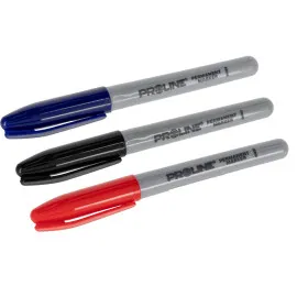 Permanent Märkpenna Bullet 3-pack Svart/Blå/Röd, Proline