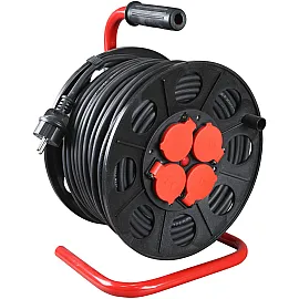 Cable Reel IP44 3 x 2.5 mm² 40 m, 4 Earthed Sockets, Plastic Drum
