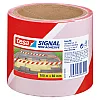 Warning Tape, No Glue, Double-Sided Print 100 m x 80 mm, White-Red, Tesa