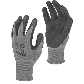 Latex Coated Gloves Grey-Black, Size 7, 12 Pairs, CE, LahtiPro