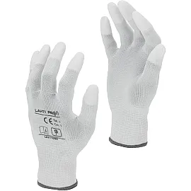Gloves PU Fingertip Coated White, Size 10, CE, LahtiPro
