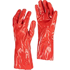 PVC Gloves Long Red, Size 10, 12 Pairs, CE, LahtiPro