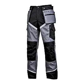 Work Trousers with Reflective Stripes, Black-Grey, XL, CE, LahtiPro