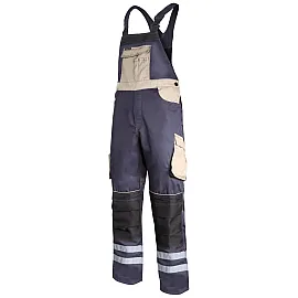 Hängselbyxor med Reflexband, Grå-Svart-Beige, S, CE, LahtiPro