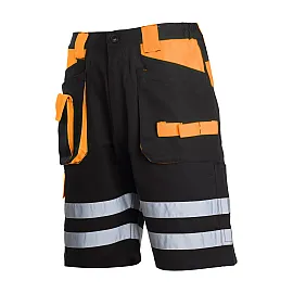 Shorts Svart-Orange, 100 % Bomull, med Reflexer, S, CE, LahtiPro