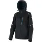 Ladies Softshell Jacket, Hood, Black-Turquoise CE, LAHTI
