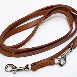 Exklusivt hundkoppel 13/200 cm, äkta läder, rundade kanter, handgjord