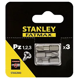 Bitssats Pozidriv Torsion PZ1, PZ2, PZ3 x 25 mm, 3 delar, Stanley