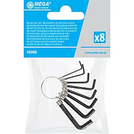 8-Piece Hexagon Key Set on Ring 1.5-6 mm, Blackened, Mega