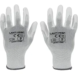PU Coated Work Gloves White, 12 Pairs, Size 9, CE, LahtiPro