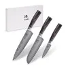 Knivset 3 delar Chairo Shōto, Santoku och Sifu, Damaskus-stål 67 lager, Shiori
