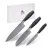 SHIORI 3-Set 撓 Kuro Murō + Santoku + Sifu - set med tre japanska knivar av Damaskusstål